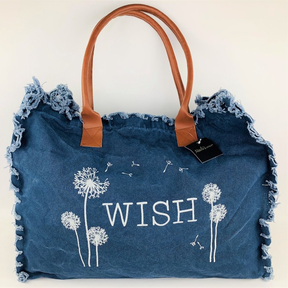 Large Canvas Tote Bag Travel Weekend Vintage Look